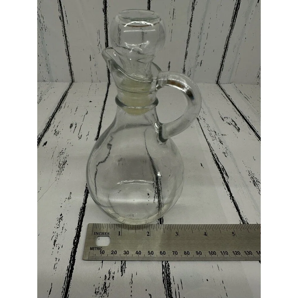 Anchor Hocking Glass Oil Or Vinegar Cruet Bottle With Stopper 6”
